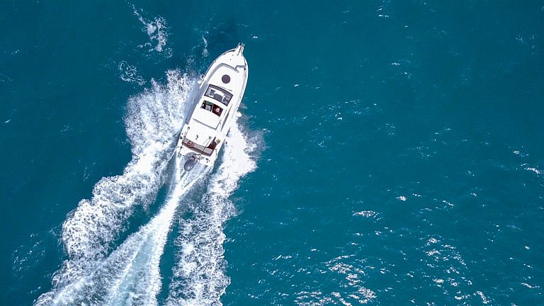 Watercraft in the middle of the ocean.
