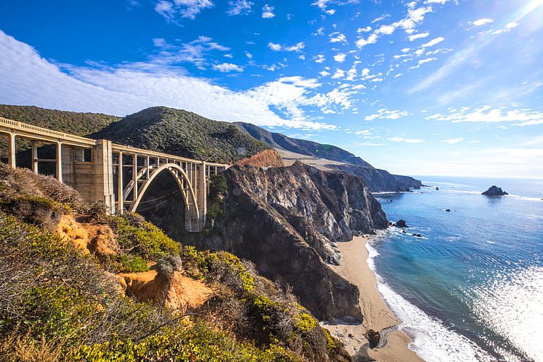 Bixby Creek Bridge along the scenic Big Sur coastline in California