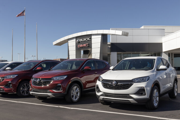 Buick Encore SUV display. The Encore has Amazon Alexa, Apple CarPlay and Android Auto built in.