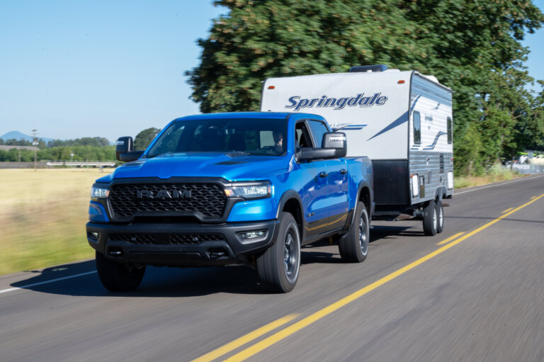 2025 Ram 1500 Pickup Towing Travel Trailer