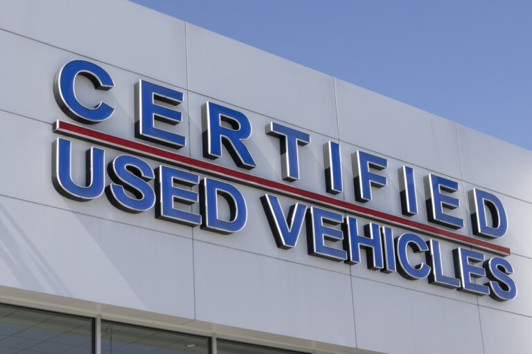 Certified Used Vehicles banner at a used car dealership for internet or website. Used cars are in high demand.