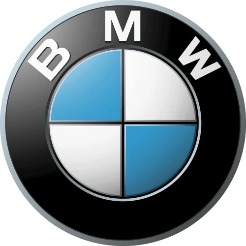 BMW logo with black circle and blue and white quadrants.