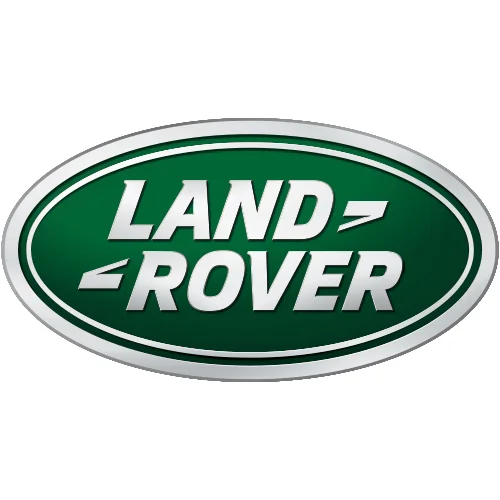 Green Land Rover logo with silver text inside an oval.