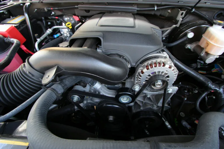 Close-up of a car engine compartment